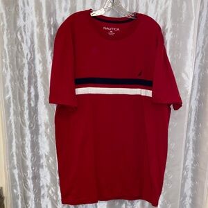 NWT Nautica Men's Red Tee with Navy and White Accents Size XXL 🔥 YB7